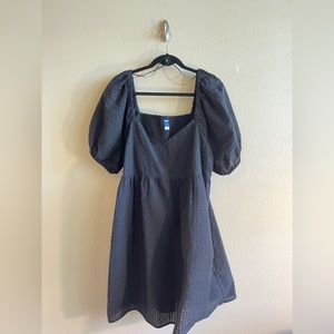 Black puff sleeve dress